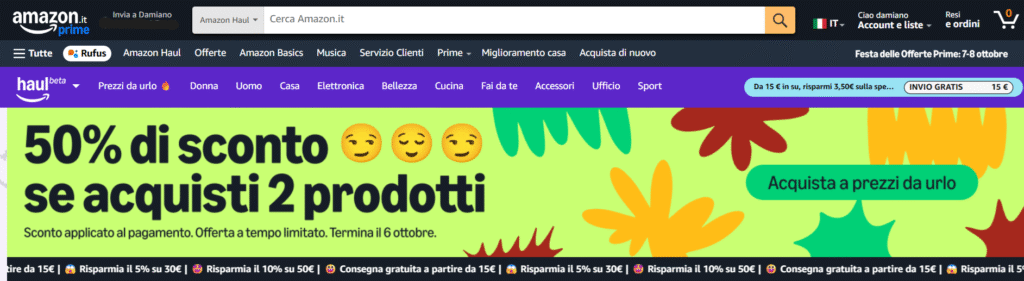 Arriva Amazon Haul in Italia: prodotti sotto i 20 € e sconti fino al 50 %
