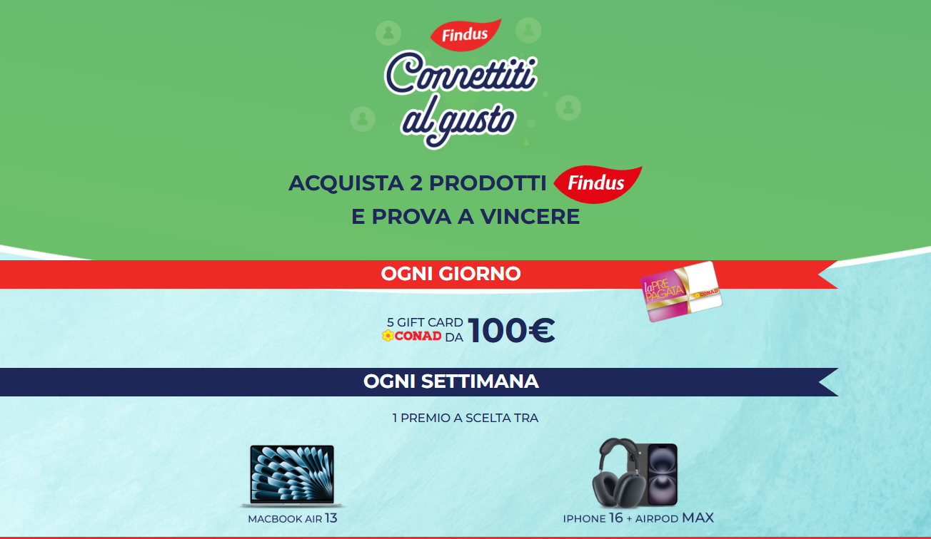 Connettiti al Gusto Findus: vinci gift card Conad e Apple
