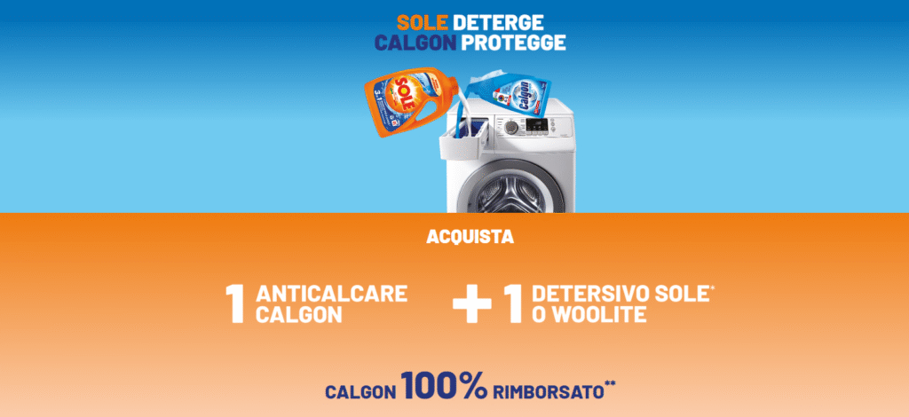 Cashback Calgon e Sole Festa del Bucato fino a 13.99€ di rimborso
