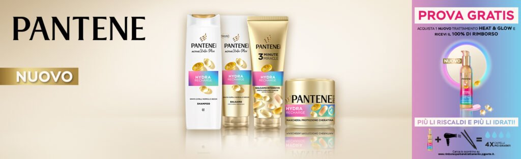 Cashback Pantene 2025: rimborso 100% fino a 12€ Hydra Recharge