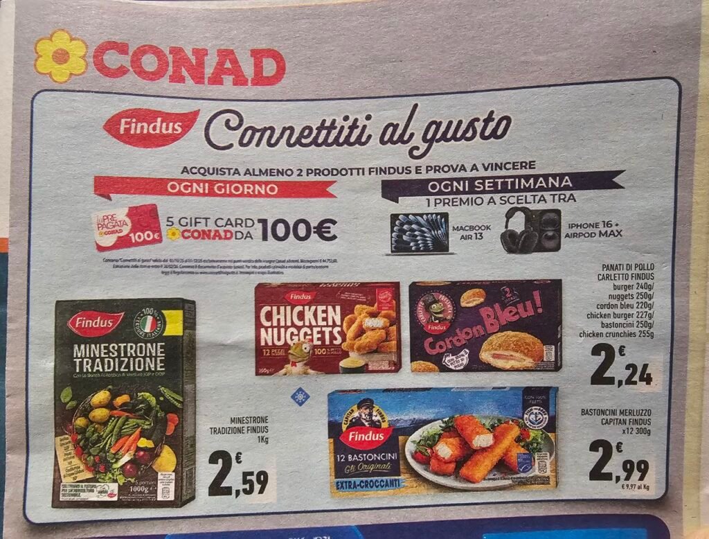 Connettiti al Gusto Findus: vinci gift card Conad e Apple