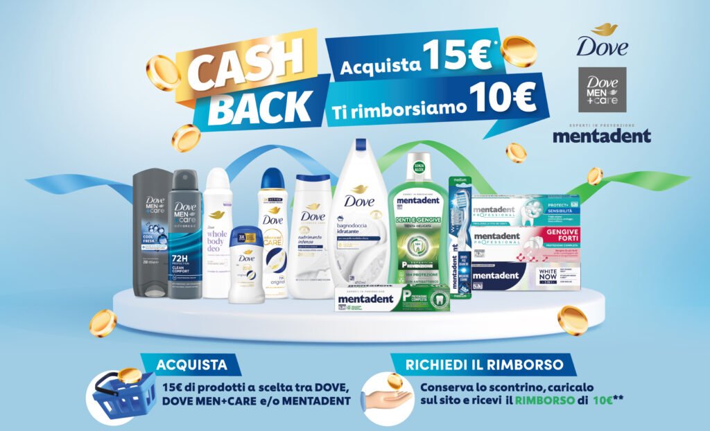 Nuovo cashback dove e mentadent 10€