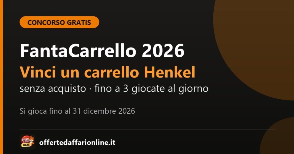 FantaCarrello 2026 di DonnaD: concorso gratis per vincere un carrello di prodotti Henkel, si gioca fino al 31 dicembre 2026