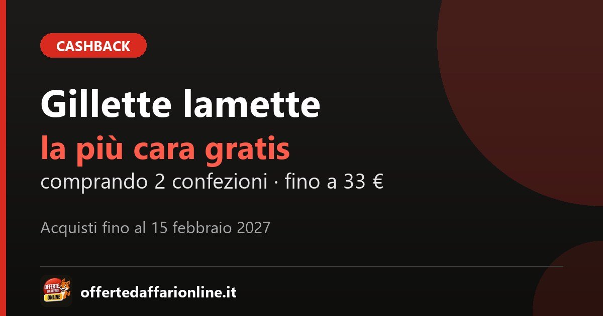 Gillette Rimborso Lamette 2026: la confezione di lame più cara rimborsata fino a 33 euro, acquisti fino al 15 febbraio 2027